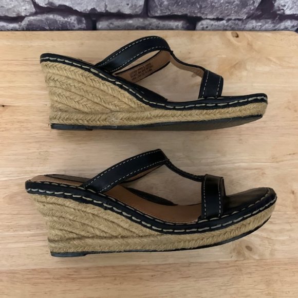 Born Leather Slip On Wedge Sandals Size 8 - Picture 6 of 10